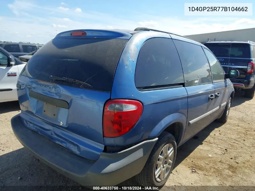 2007 Dodge Caravan Se VIN: 1D4GP25R77B104662 Lot: 40633750