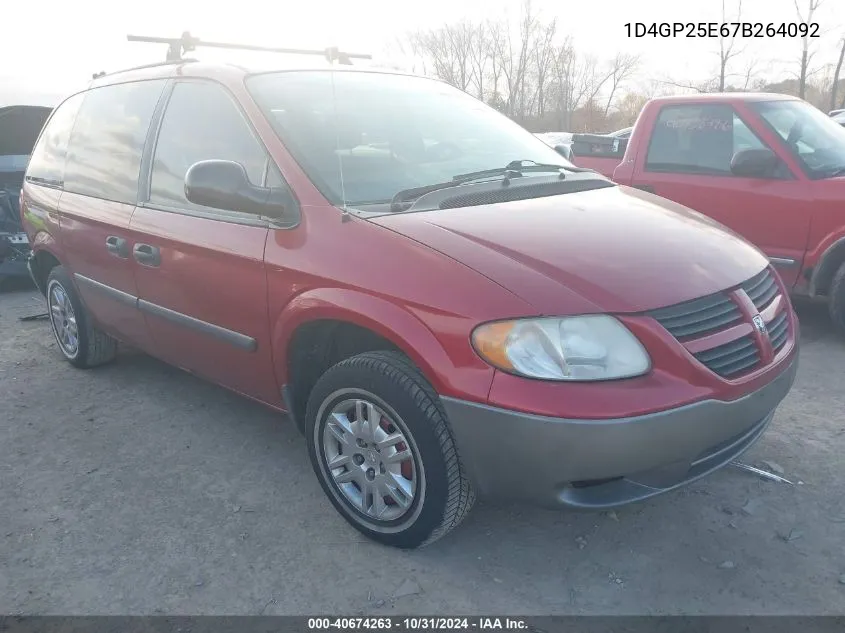 2007 Dodge Caravan Se VIN: 1D4GP25E67B264092 Lot: 40674263