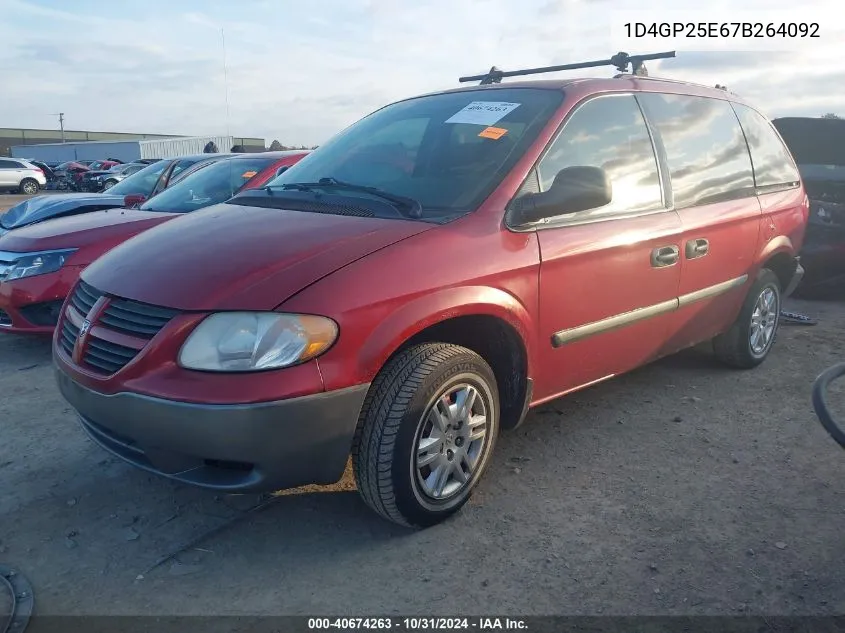 2007 Dodge Caravan Se VIN: 1D4GP25E67B264092 Lot: 40674263