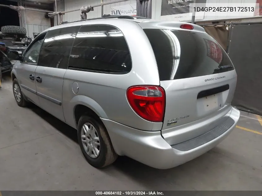 2007 Dodge Grand Caravan Se VIN: 1D4GP24E27B172513 Lot: 40684102