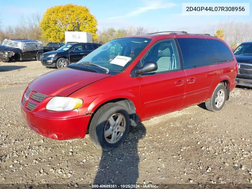 2007 Dodge Grand Caravan Sxt VIN: 2D4GP44L07R308956 Lot: 40689351