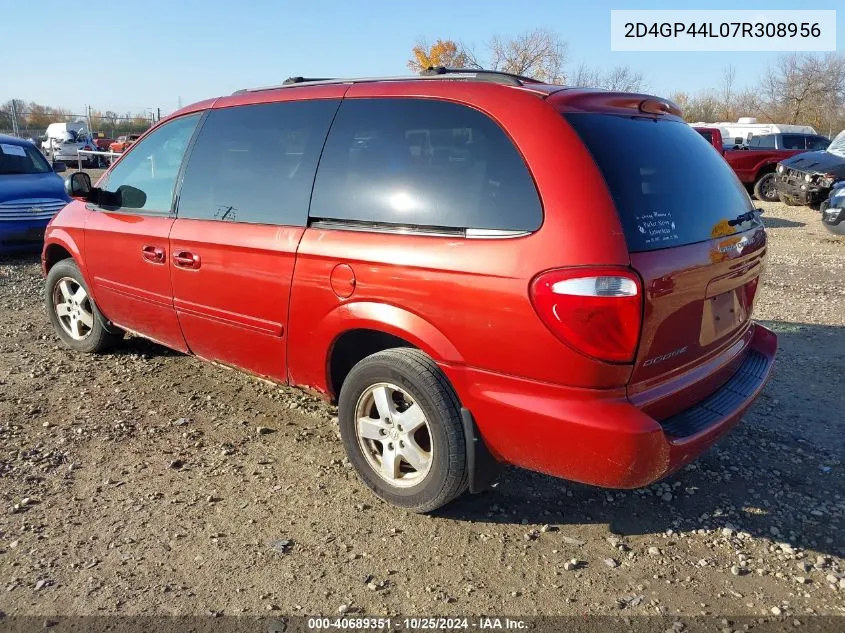 2007 Dodge Grand Caravan Sxt VIN: 2D4GP44L07R308956 Lot: 40689351