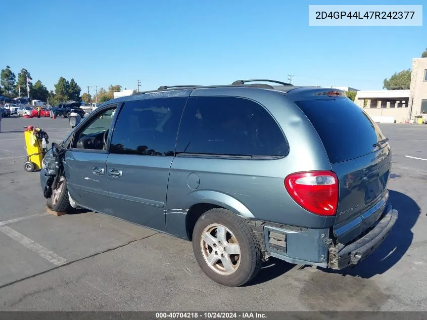 2007 Dodge Grand Caravan Sxt VIN: 2D4GP44L47R242377 Lot: 40704218