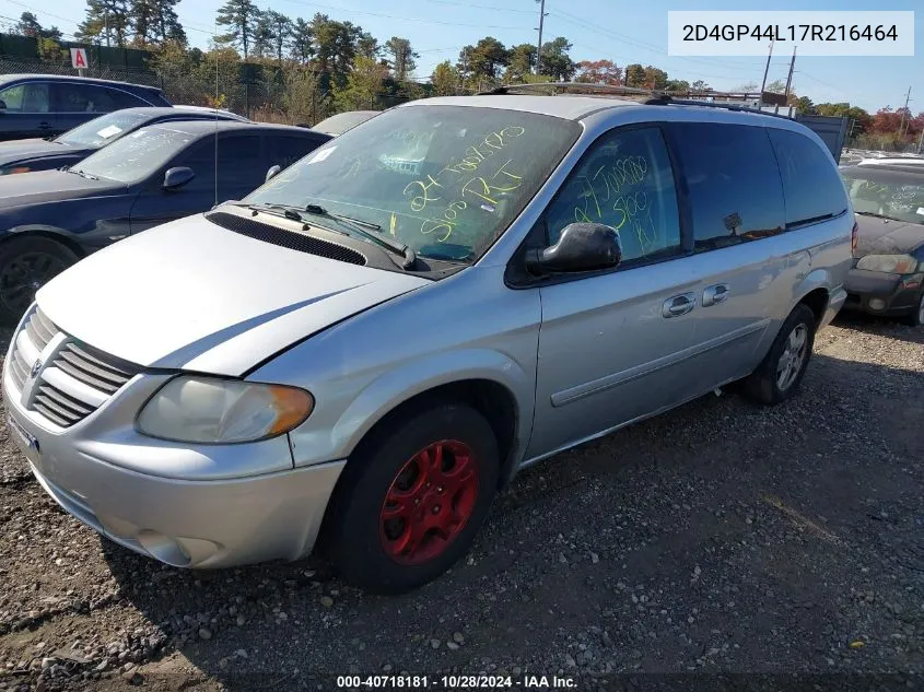 2007 Dodge Grand Caravan Sxt VIN: 2D4GP44L17R216464 Lot: 40718181