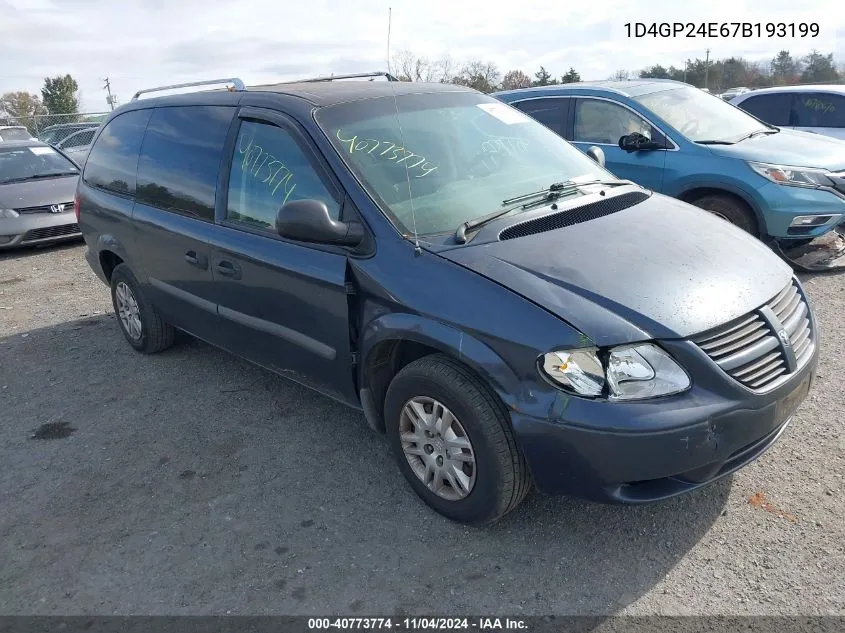 2007 Dodge Grand Caravan Se VIN: 1D4GP24E67B193199 Lot: 40773774