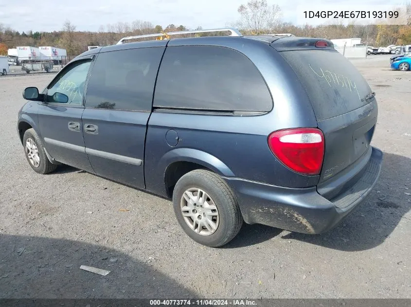 2007 Dodge Grand Caravan Se VIN: 1D4GP24E67B193199 Lot: 40773774