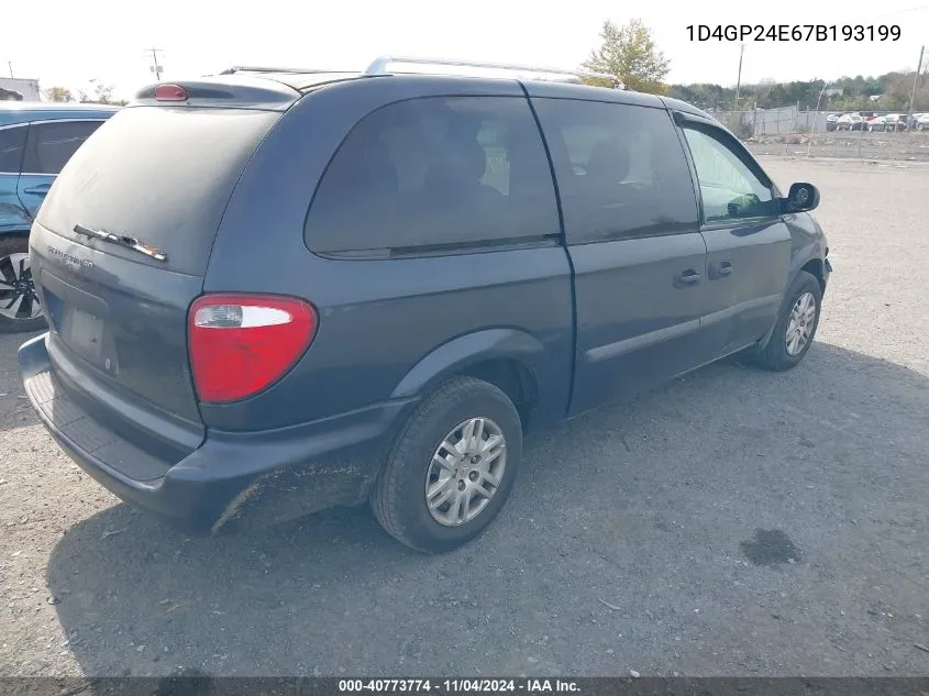 2007 Dodge Grand Caravan Se VIN: 1D4GP24E67B193199 Lot: 40773774