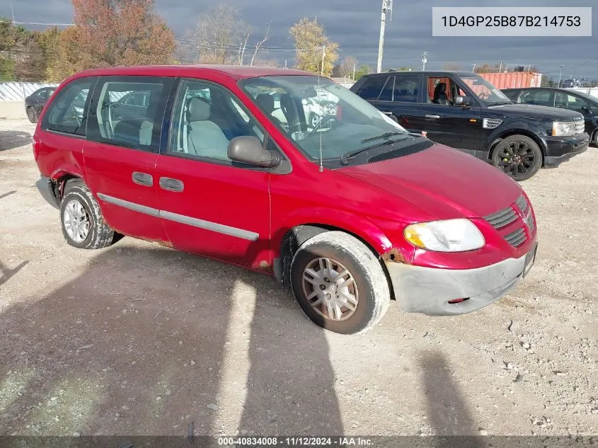 2007 Dodge Caravan Se VIN: 1D4GP25B87B214753 Lot: 40834008