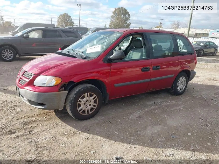 2007 Dodge Caravan Se VIN: 1D4GP25B87B214753 Lot: 40834008