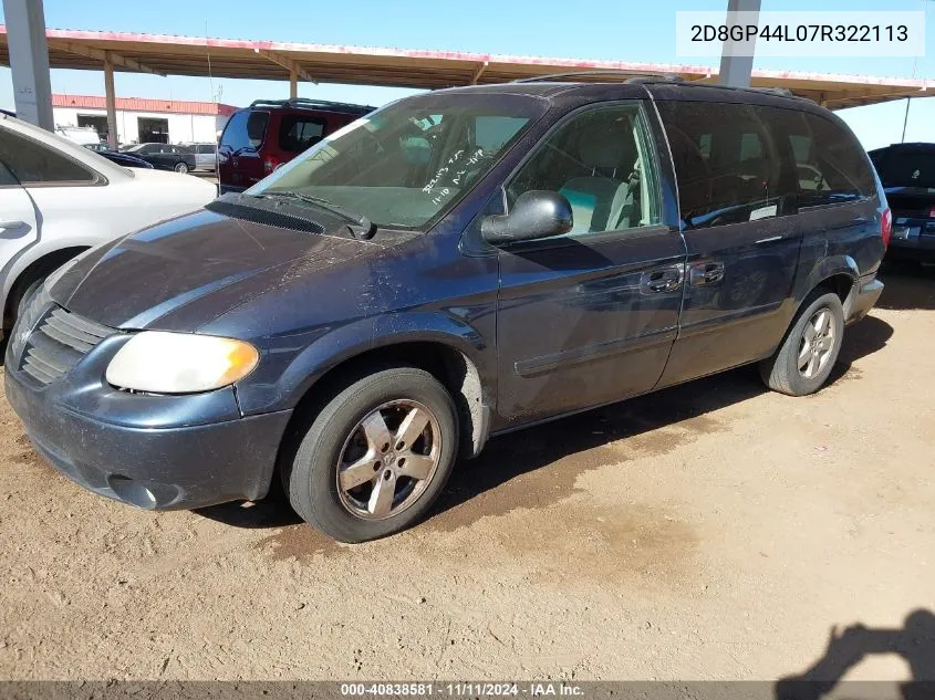 2007 Dodge Grand Caravan Sxt VIN: 2D8GP44L07R322113 Lot: 40838581