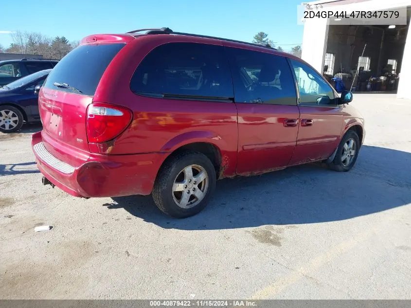 2007 Dodge Grand Caravan Sxt VIN: 2D4GP44L47R347579 Lot: 40879422