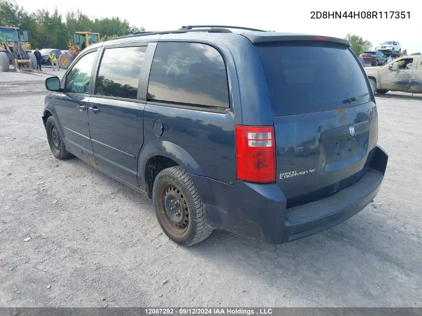 2008 Dodge Grand Caravan Se VIN: 2D8HN44H08R117351 Lot: 12087292