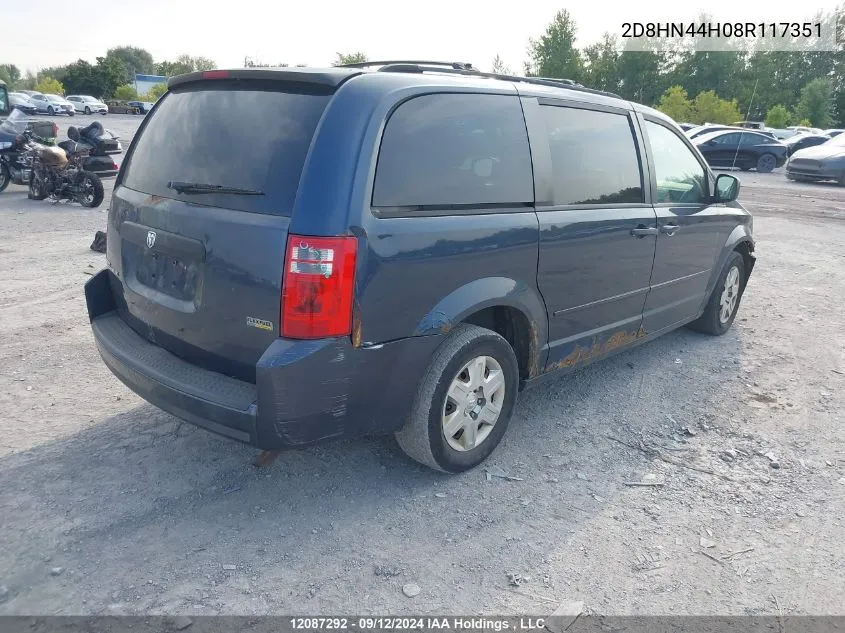 2008 Dodge Grand Caravan Se VIN: 2D8HN44H08R117351 Lot: 12087292