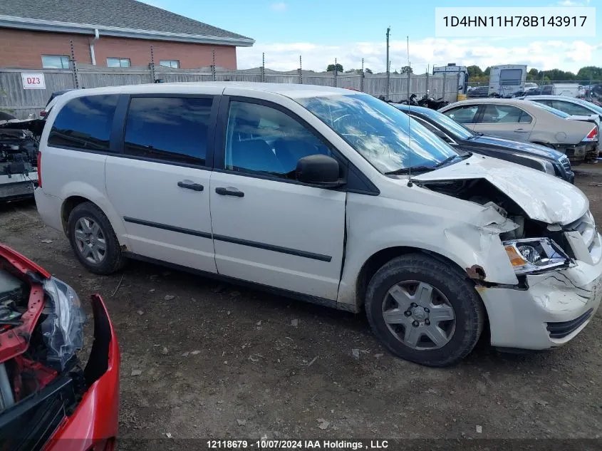 2008 Dodge Grand Caravan C/V C/V VIN: 1D4HN11H78B143917 Lot: 12118679