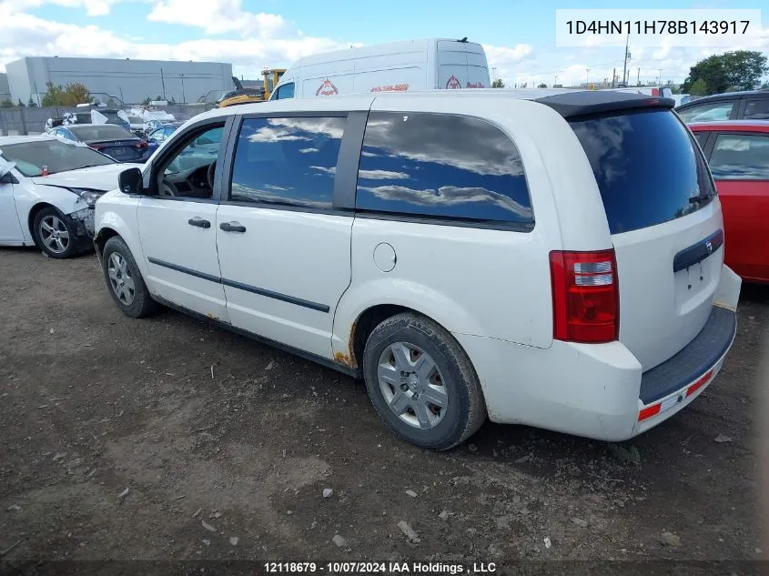 2008 Dodge Grand Caravan C/V C/V VIN: 1D4HN11H78B143917 Lot: 12118679