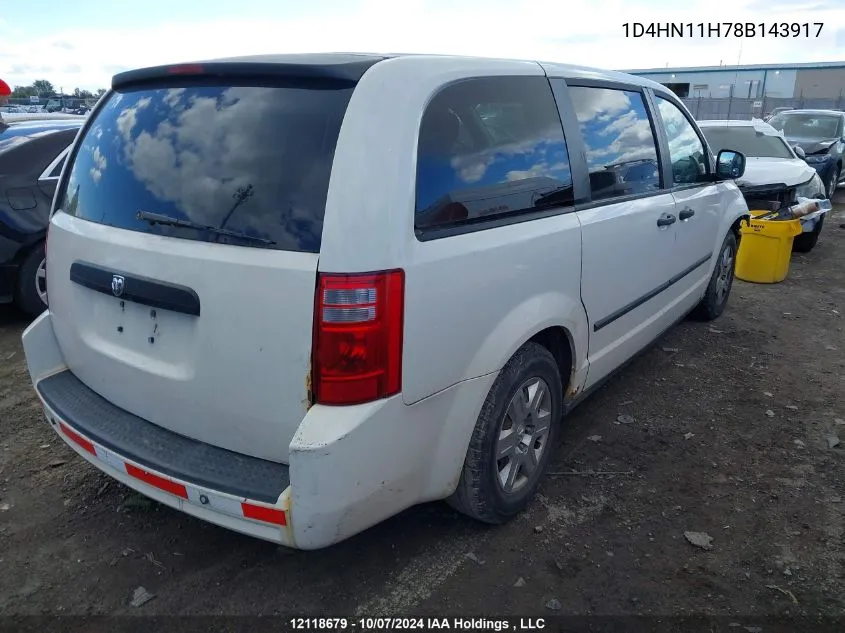 2008 Dodge Grand Caravan C/V C/V VIN: 1D4HN11H78B143917 Lot: 12118679