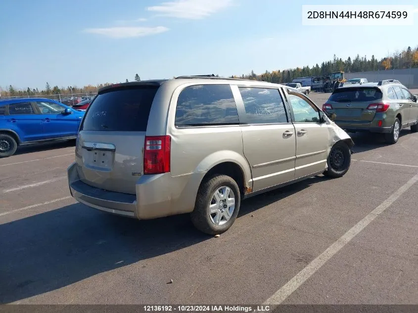 2008 Dodge Grand Caravan Se VIN: 2D8HN44H48R674599 Lot: 12136192