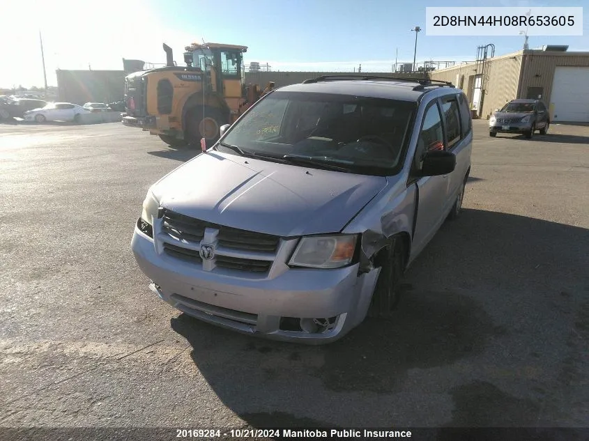 2008 Dodge Grand Caravan Sxt VIN: 2D8HN44H08R653605 Lot: 20169284