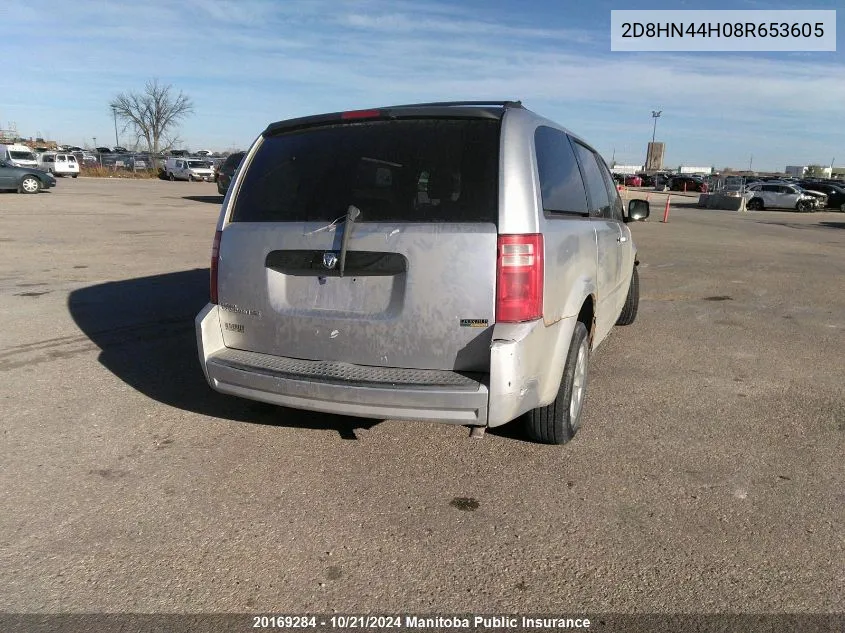 2008 Dodge Grand Caravan Sxt VIN: 2D8HN44H08R653605 Lot: 20169284