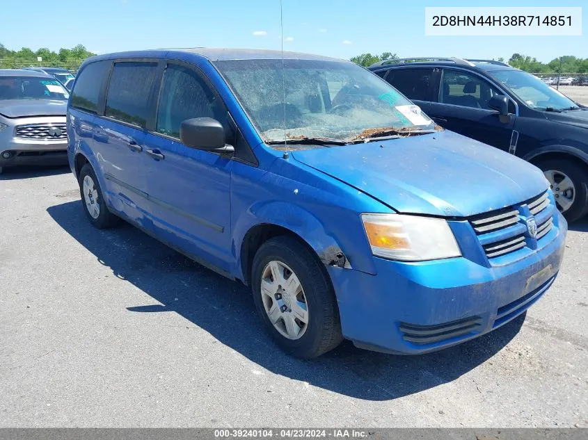 2008 Dodge Grand Caravan Se VIN: 2D8HN44H38R714851 Lot: 39240104