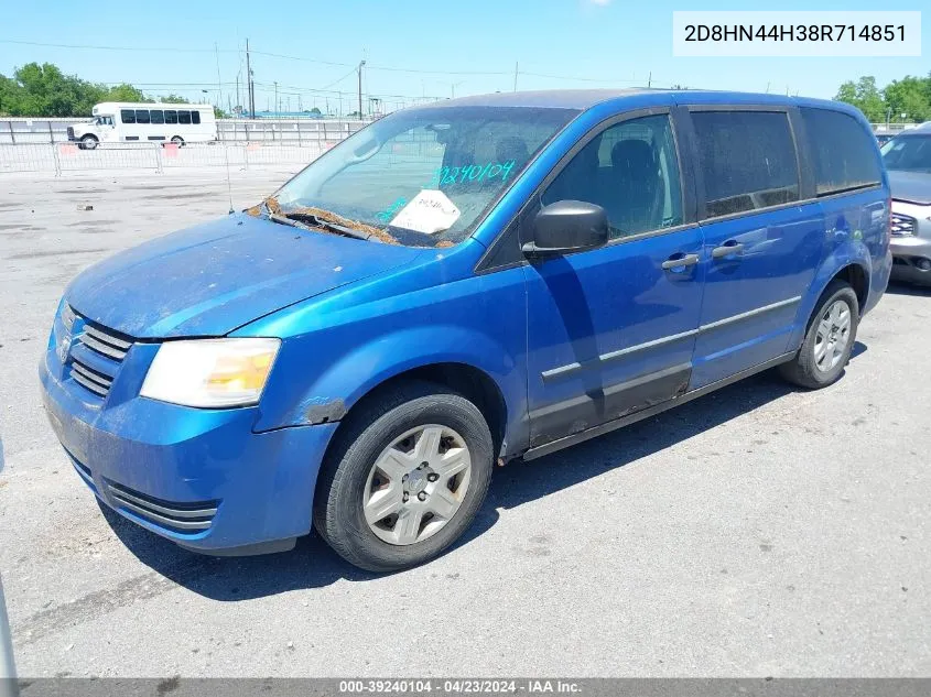 2008 Dodge Grand Caravan Se VIN: 2D8HN44H38R714851 Lot: 39240104