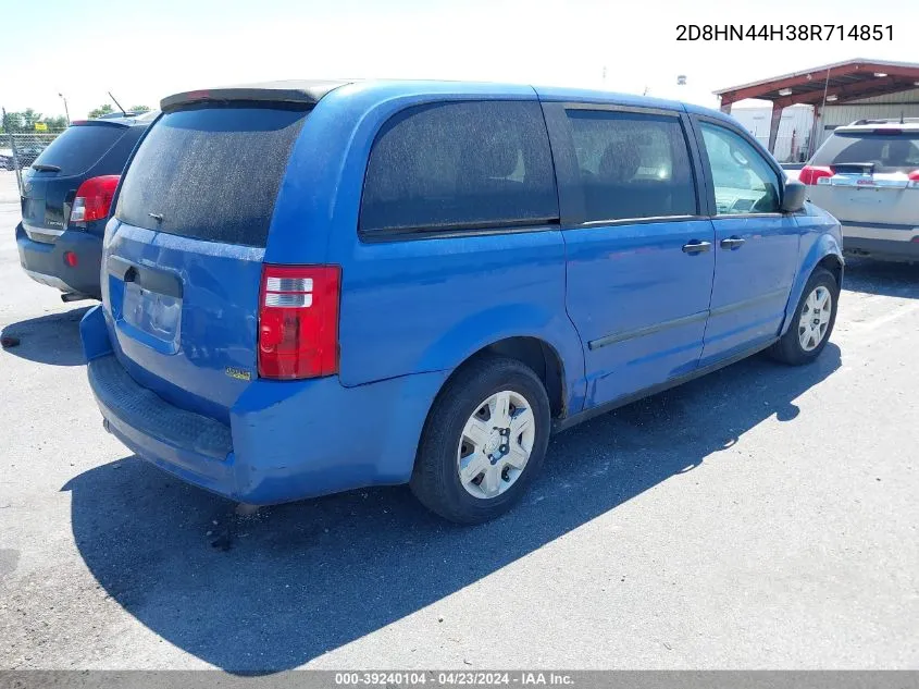 2008 Dodge Grand Caravan Se VIN: 2D8HN44H38R714851 Lot: 39240104