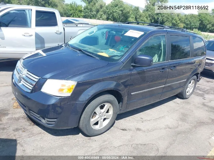 2008 Dodge Grand Caravan Sxt VIN: 2D8HN54P28R118692 Lot: 40035989