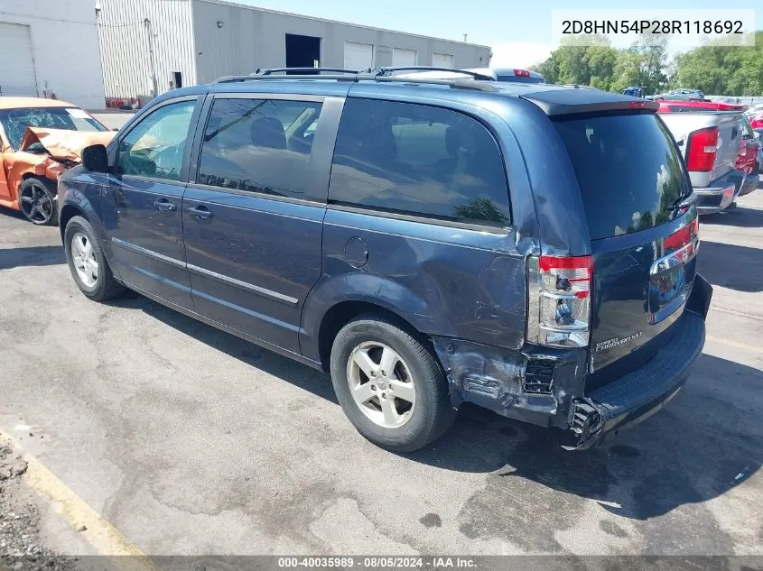 2008 Dodge Grand Caravan Sxt VIN: 2D8HN54P28R118692 Lot: 40035989