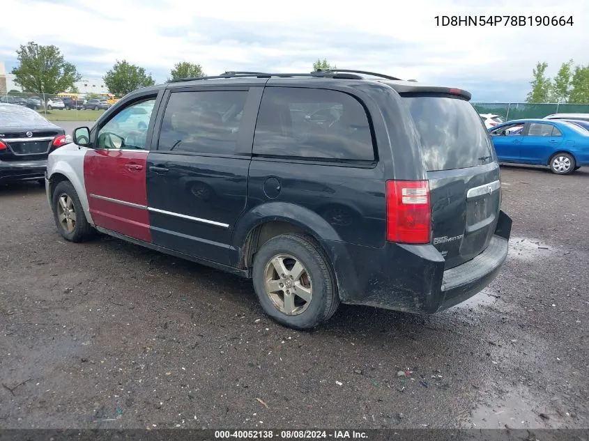 2008 Dodge Grand Caravan Sxt VIN: 1D8HN54P78B190664 Lot: 40052138