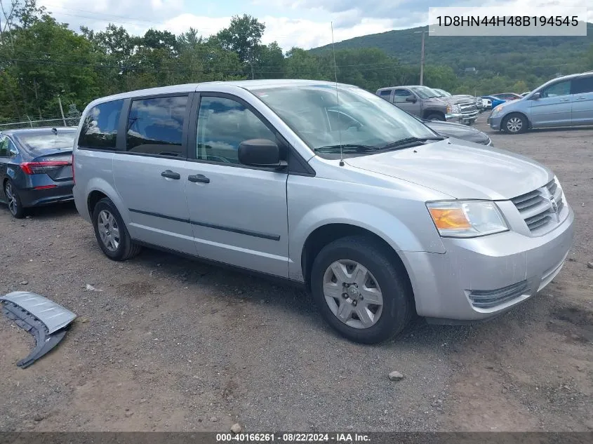 2008 Dodge Grand Caravan Se VIN: 1D8HN44H48B194545 Lot: 40166261