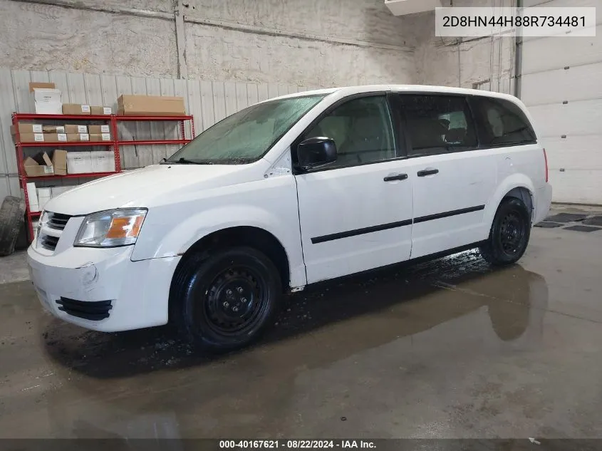 2008 Dodge Grand Caravan Se VIN: 2D8HN44H88R734481 Lot: 40167621