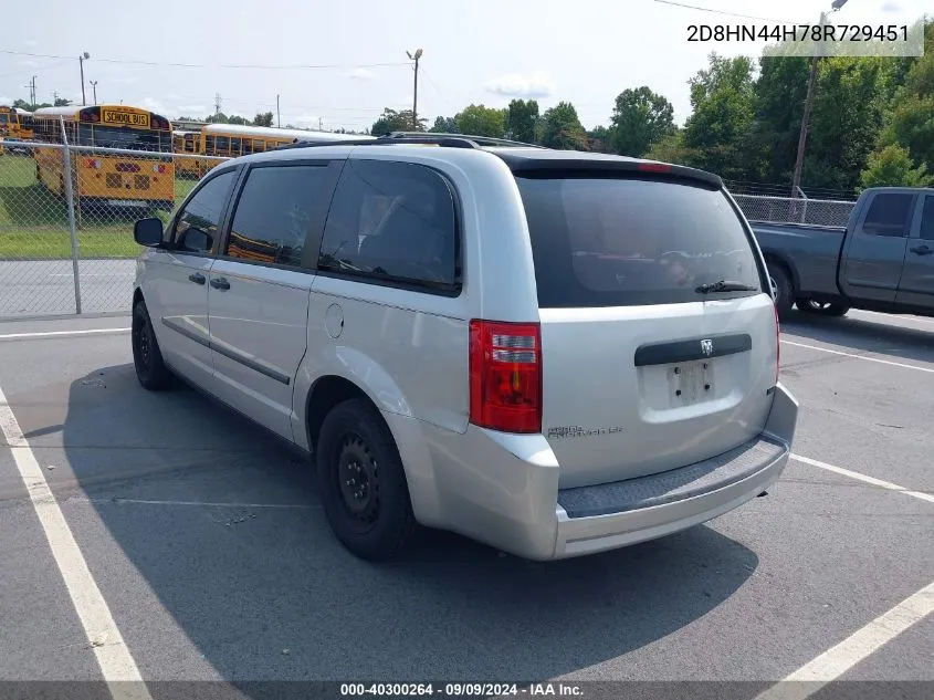 2008 Dodge Grand Caravan Se VIN: 2D8HN44H78R729451 Lot: 40300264