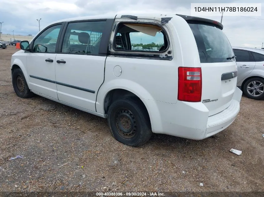 2008 Dodge Grand Caravan Cv VIN: 1D4HN11H78B186024 Lot: 40388396