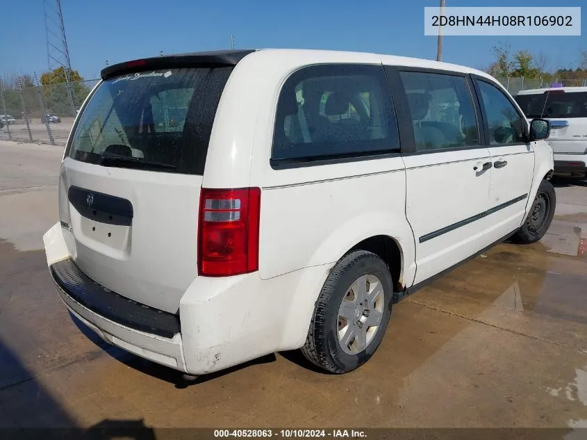 2008 Dodge Grand Caravan Se VIN: 2D8HN44H08R106902 Lot: 40528063