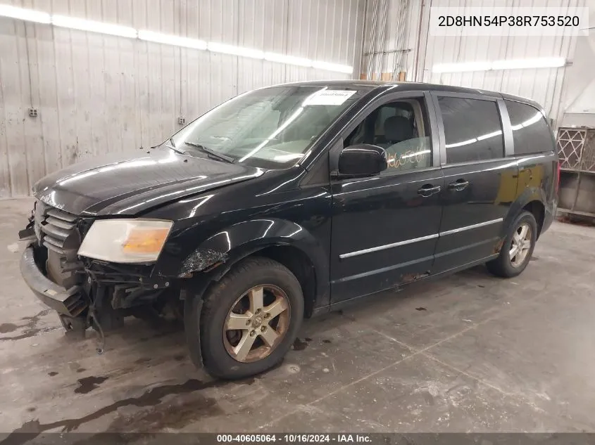 2008 Dodge Grand Caravan Sxt VIN: 2D8HN54P38R753520 Lot: 40605064