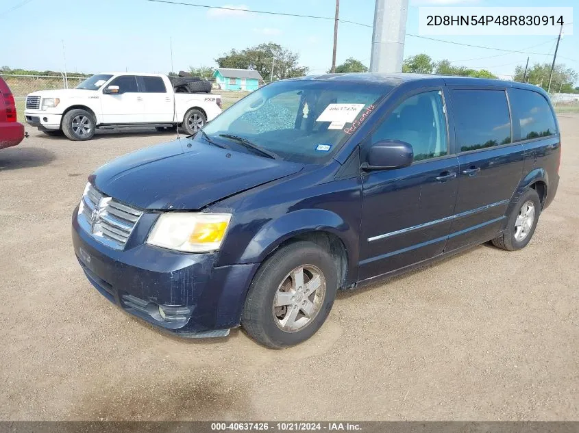 2008 Dodge Grand Caravan Sxt VIN: 2D8HN54P48R830914 Lot: 40637426