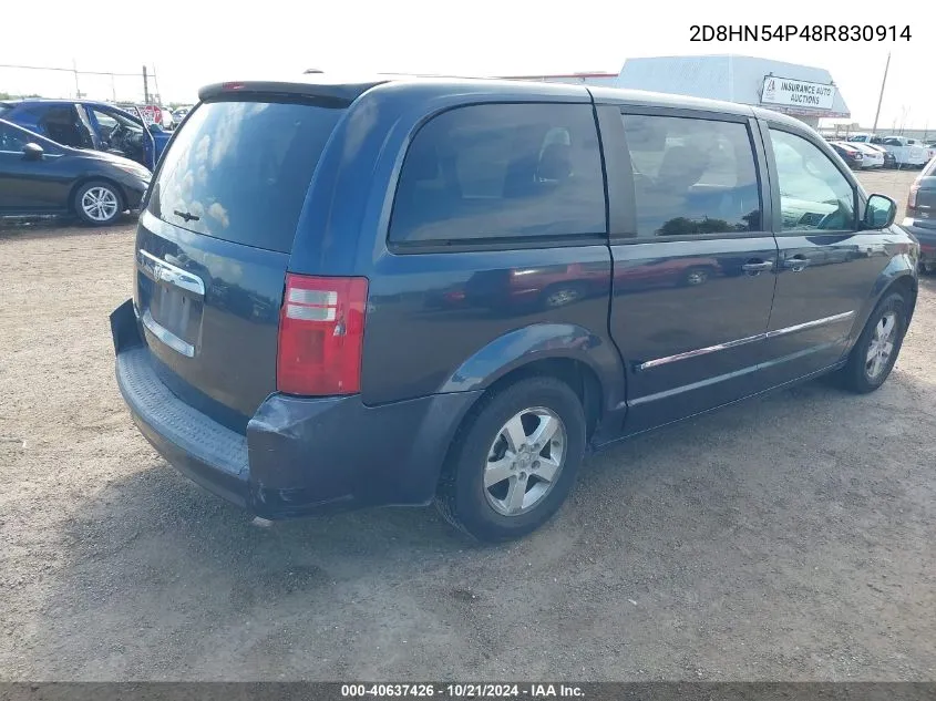 2008 Dodge Grand Caravan Sxt VIN: 2D8HN54P48R830914 Lot: 40637426