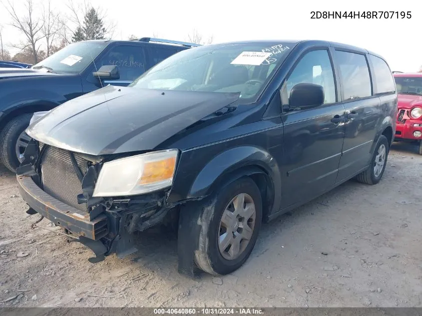 2008 Dodge Grand Caravan Se VIN: 2D8HN44H48R707195 Lot: 40640860