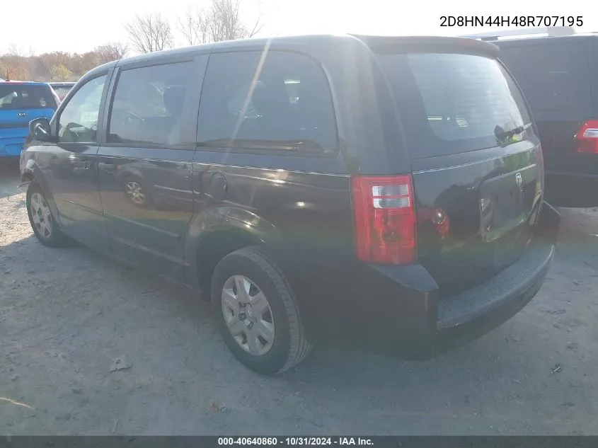 2008 Dodge Grand Caravan Se VIN: 2D8HN44H48R707195 Lot: 40640860