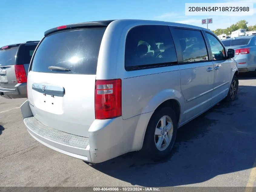 2008 Dodge Grand Caravan Sxt VIN: 2D8HN54P18R725988 Lot: 40649066