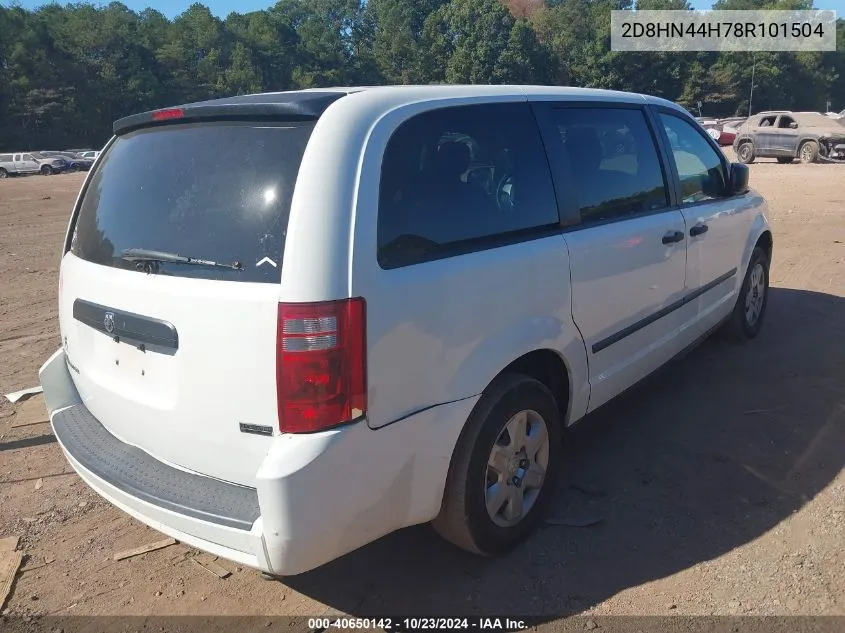 2008 Dodge Grand Caravan Se VIN: 2D8HN44H78R101504 Lot: 40650142