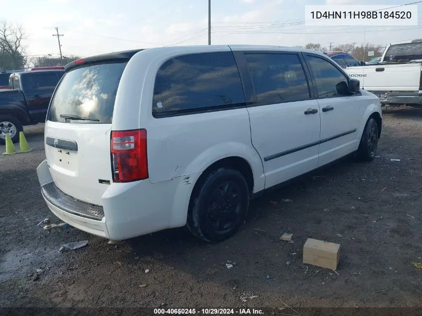 2008 Dodge Grand Caravan Cv VIN: 1D4HN11H98B184520 Lot: 40650245