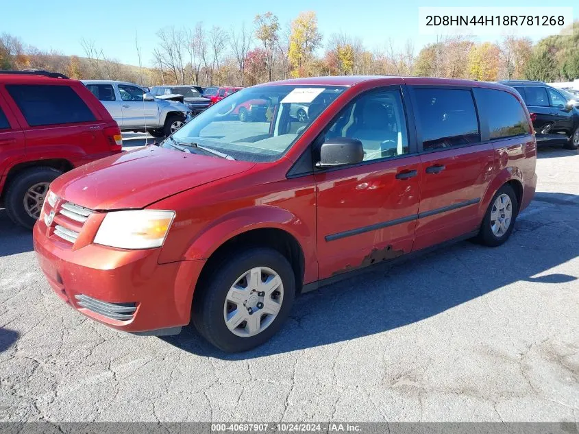 2008 Dodge Grand Caravan Se VIN: 2D8HN44H18R781268 Lot: 40687907