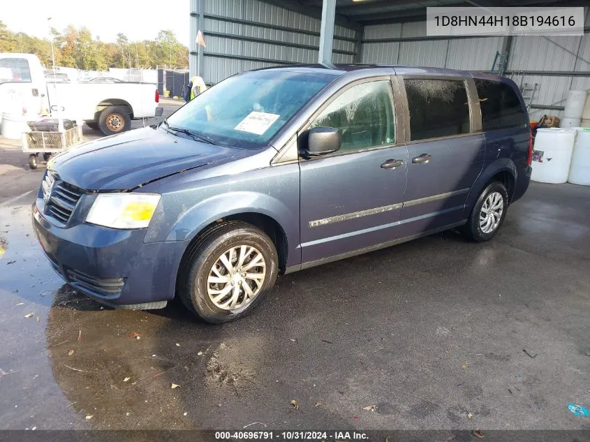 2008 Dodge Grand Caravan Se VIN: 1D8HN44H18B194616 Lot: 40696791