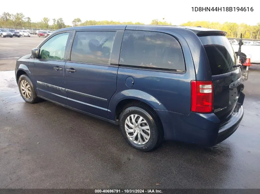 2008 Dodge Grand Caravan Se VIN: 1D8HN44H18B194616 Lot: 40696791