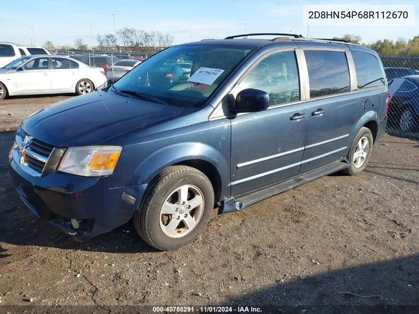 2008 Dodge Grand Caravan Sxt VIN: 2D8HN54P68R112670 Lot: 40758291