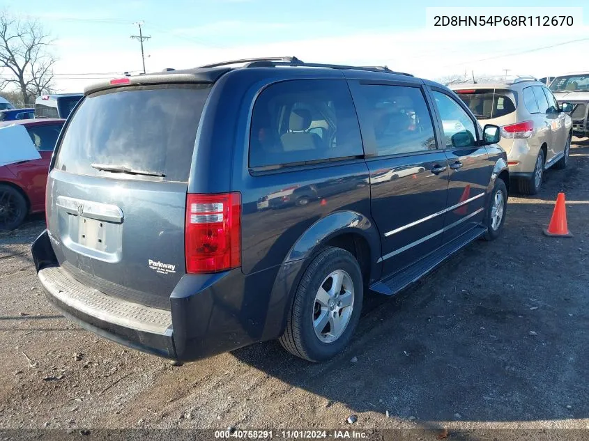 2008 Dodge Grand Caravan Sxt VIN: 2D8HN54P68R112670 Lot: 40758291