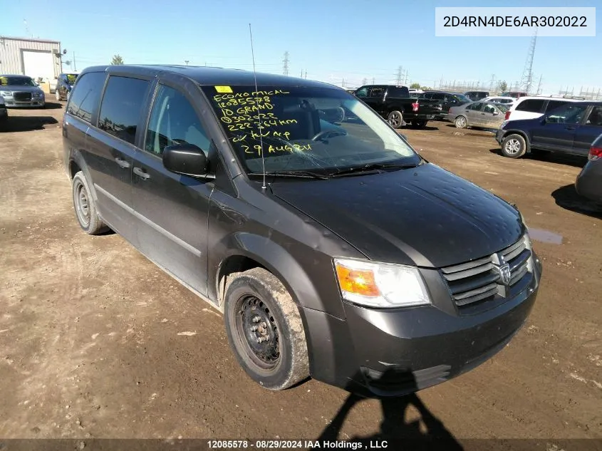 2010 Dodge Grand Caravan Se VIN: 2D4RN4DE6AR302022 Lot: 12085578