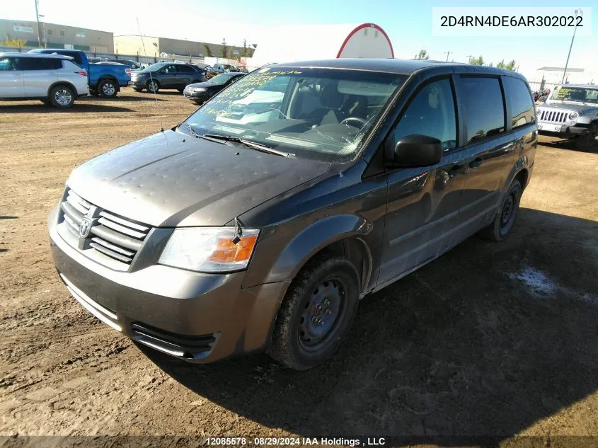 2010 Dodge Grand Caravan Se VIN: 2D4RN4DE6AR302022 Lot: 12085578