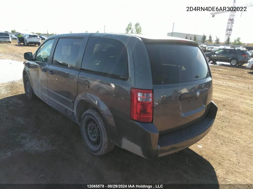 2010 Dodge Grand Caravan Se VIN: 2D4RN4DE6AR302022 Lot: 12085578